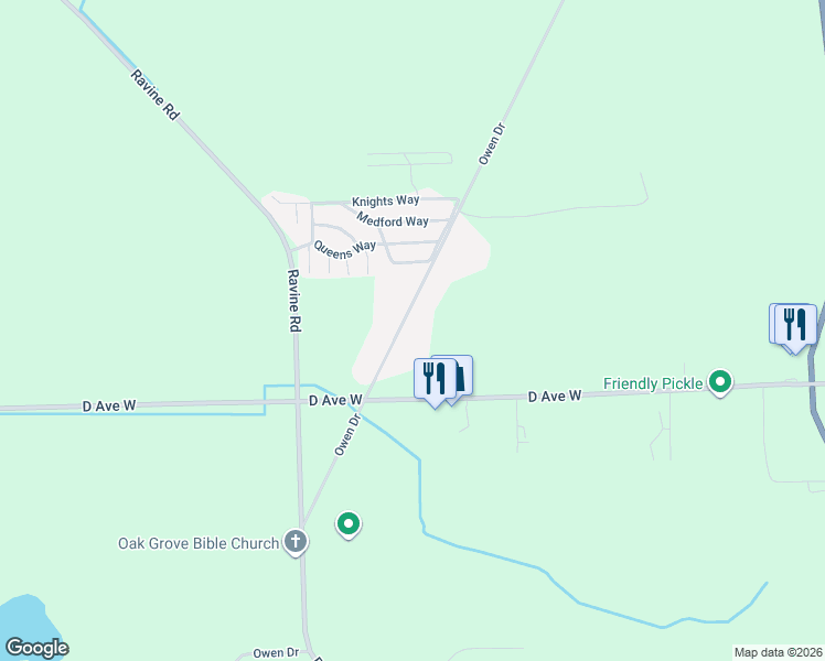 map of restaurants, bars, coffee shops, grocery stores, and more near 8150 Owen Drive in Kalamazoo