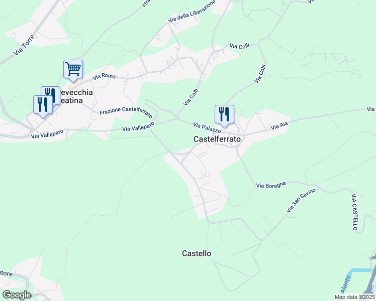 map of restaurants, bars, coffee shops, grocery stores, and more near 171 Via San Savino in Provincia di Chieti