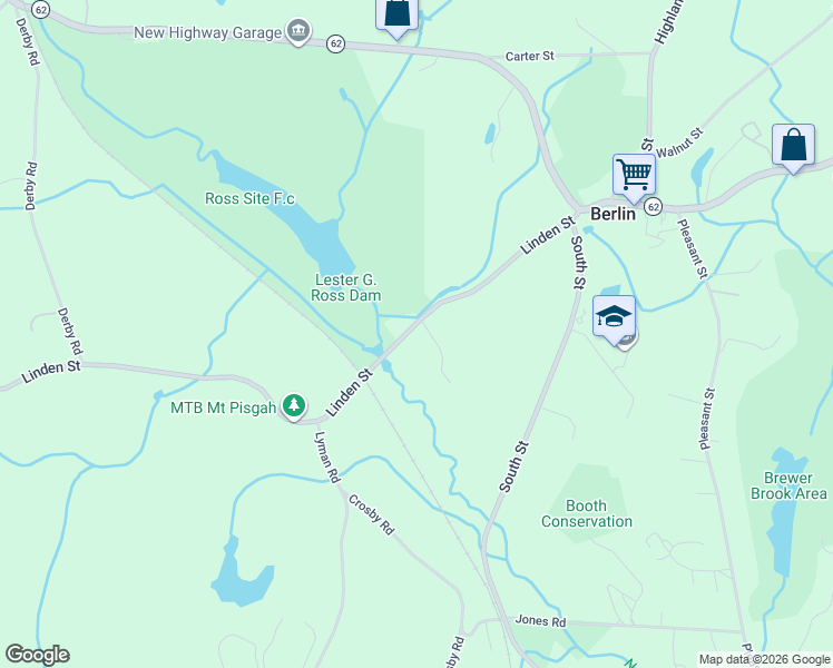map of restaurants, bars, coffee shops, grocery stores, and more near 72 Linden Street in Berlin