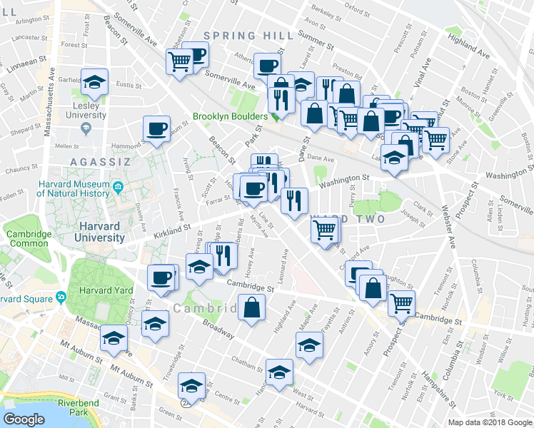 map of restaurants, bars, coffee shops, grocery stores, and more near in Somerville