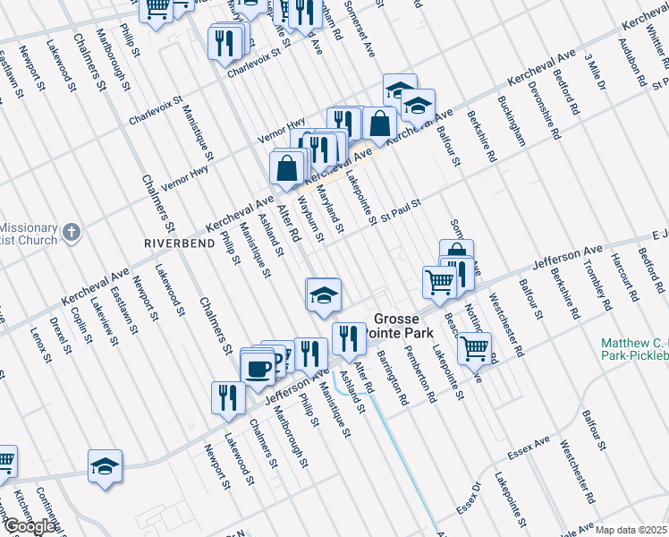 map of restaurants, bars, coffee shops, grocery stores, and more near 1332 Alter Road in Detroit