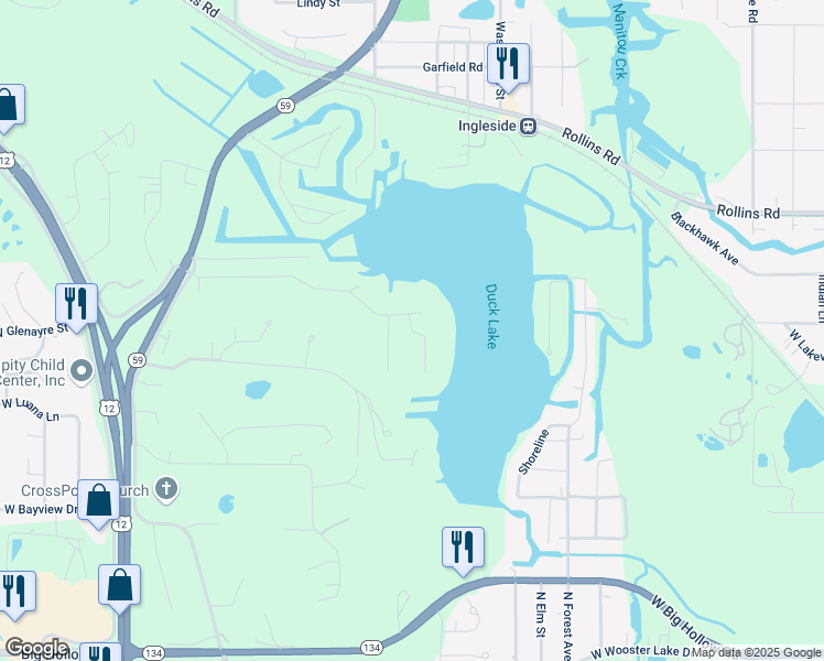map of restaurants, bars, coffee shops, grocery stores, and more near 35318 North Lowood Avenue in Lake County
