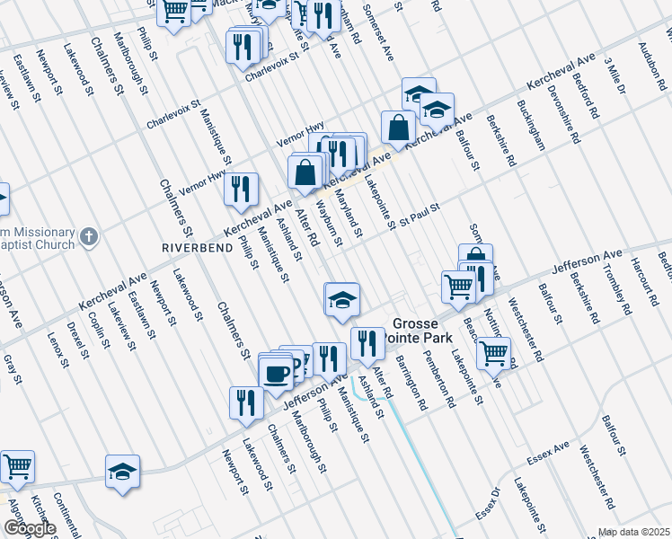 map of restaurants, bars, coffee shops, grocery stores, and more near 1332 Alter Road in Detroit