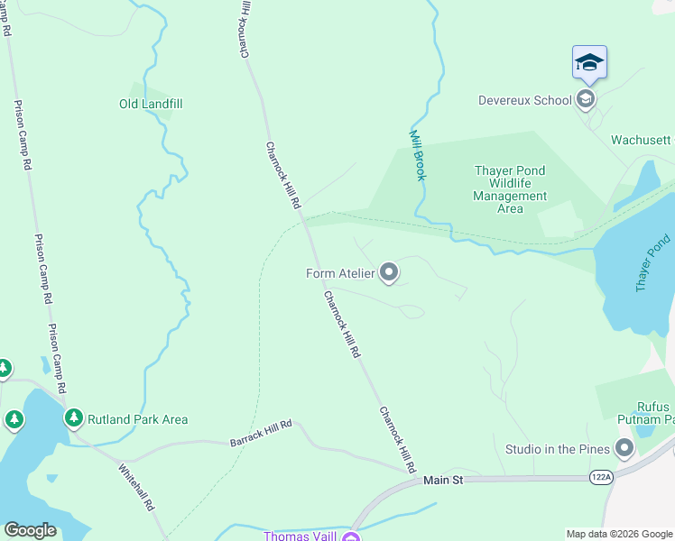 map of restaurants, bars, coffee shops, grocery stores, and more near 74 Woodside Avenue in Rutland