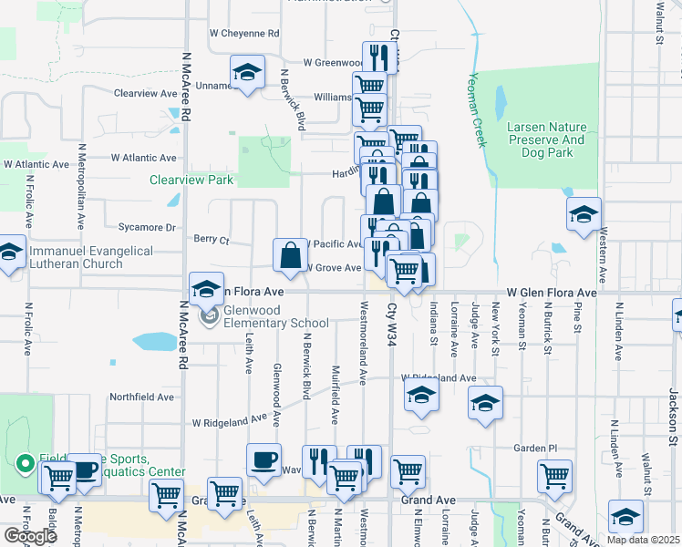map of restaurants, bars, coffee shops, grocery stores, and more near 2017 West Grove Avenue in Waukegan