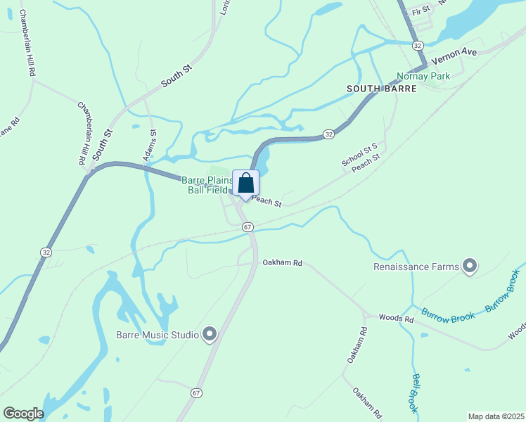 map of restaurants, bars, coffee shops, grocery stores, and more near 30 Peach Street in Barre