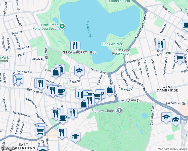 map of restaurants, bars, coffee shops, grocery stores, and more near 16 High Street in Cambridge