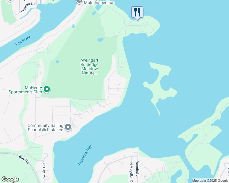 map of restaurants, bars, coffee shops, grocery stores, and more near 804 Oak Grove Road in Johnsburg