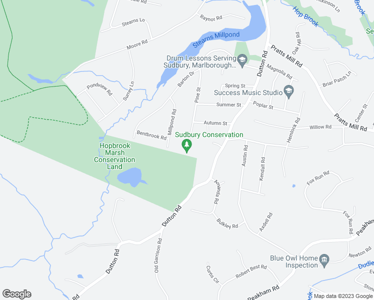 map of restaurants, bars, coffee shops, grocery stores, and more near 159 Pine Street in Sudbury