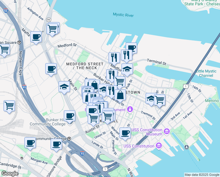 map of restaurants, bars, coffee shops, grocery stores, and more near in 