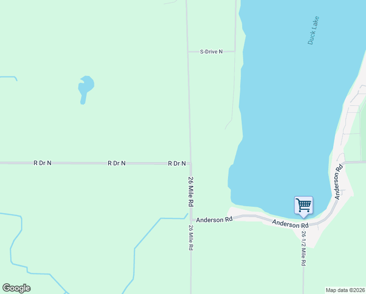 map of restaurants, bars, coffee shops, grocery stores, and more near 21065 26 Mile Road in Olivet