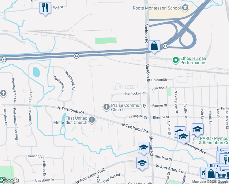 map of restaurants, bars, coffee shops, grocery stores, and more near 1768 Nantucket Road in Plymouth