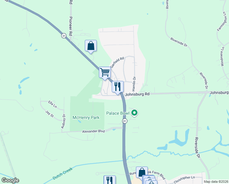 map of restaurants, bars, coffee shops, grocery stores, and more near 3603 North Richmond Road in Johnsburg