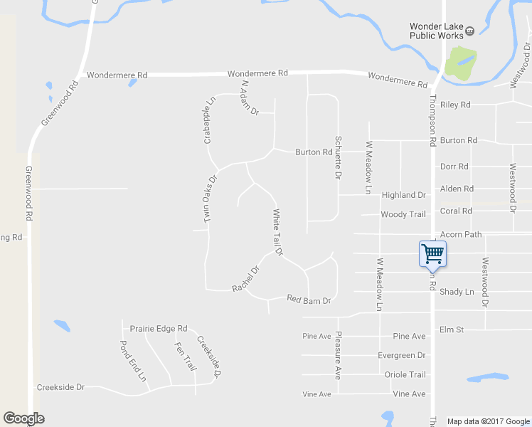 map of restaurants, bars, coffee shops, grocery stores, and more near 3699 White Tail Drive in Wonder Lake