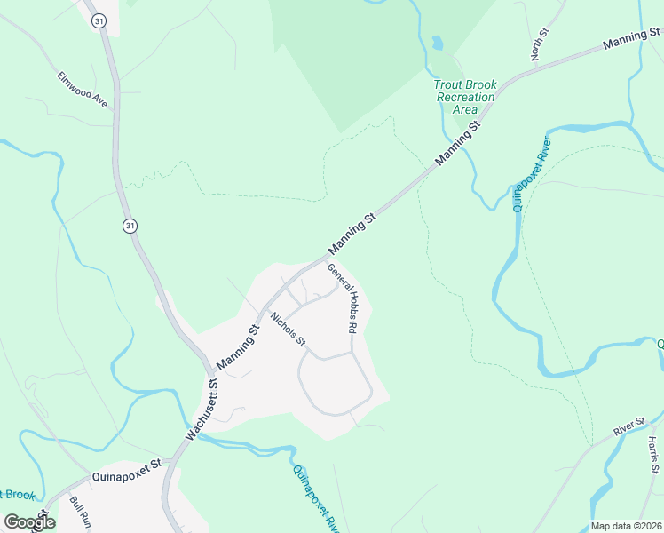 map of restaurants, bars, coffee shops, grocery stores, and more near 16 General Hobbs Road in Holden