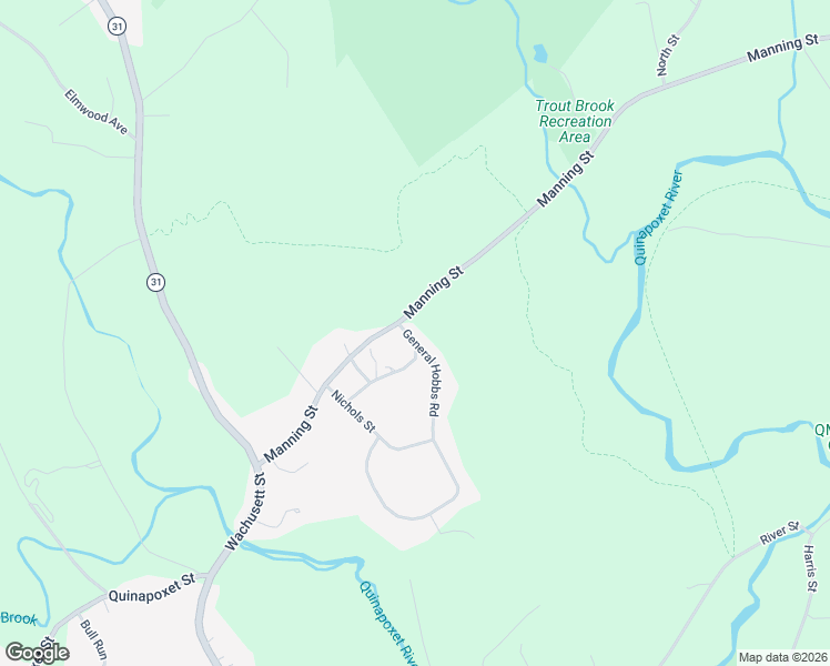 map of restaurants, bars, coffee shops, grocery stores, and more near 16 General Hobbs Road in Holden