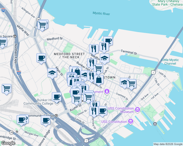 map of restaurants, bars, coffee shops, grocery stores, and more near in 
