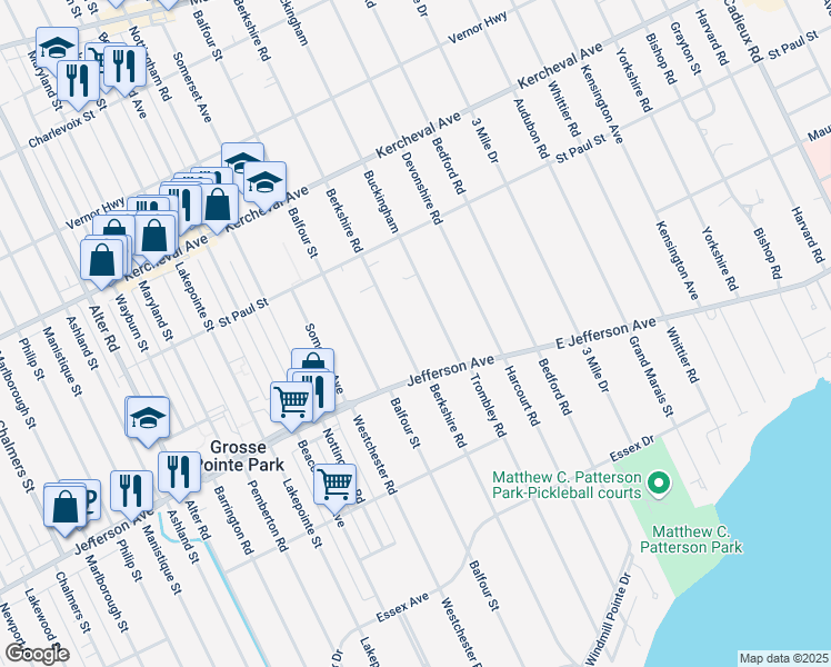 map of restaurants, bars, coffee shops, grocery stores, and more near 1006 Berkshire Road in Grosse Pointe