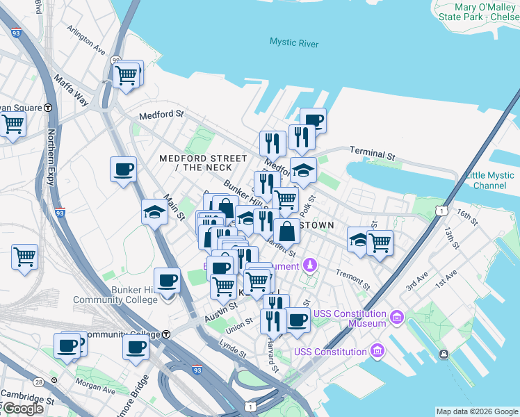 map of restaurants, bars, coffee shops, grocery stores, and more near in 