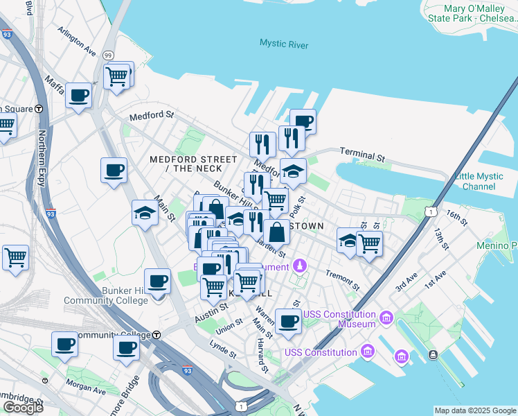 map of restaurants, bars, coffee shops, grocery stores, and more near in 