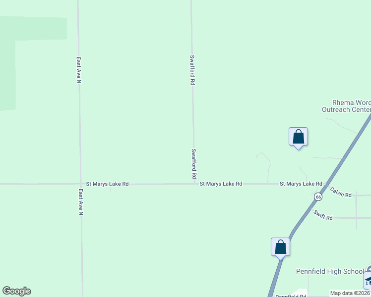 map of restaurants, bars, coffee shops, grocery stores, and more near 21130 Swafford Road in Battle Creek