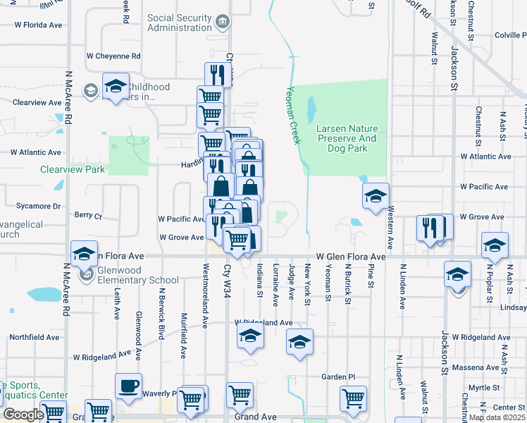map of restaurants, bars, coffee shops, grocery stores, and more near 1352 Lorraine Place in Waukegan