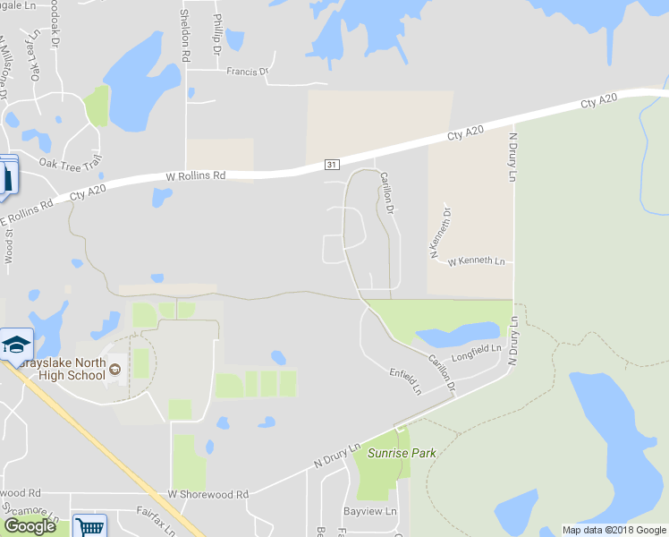 map of restaurants, bars, coffee shops, grocery stores, and more near 2252 Meadowcroft Lane in Grayslake