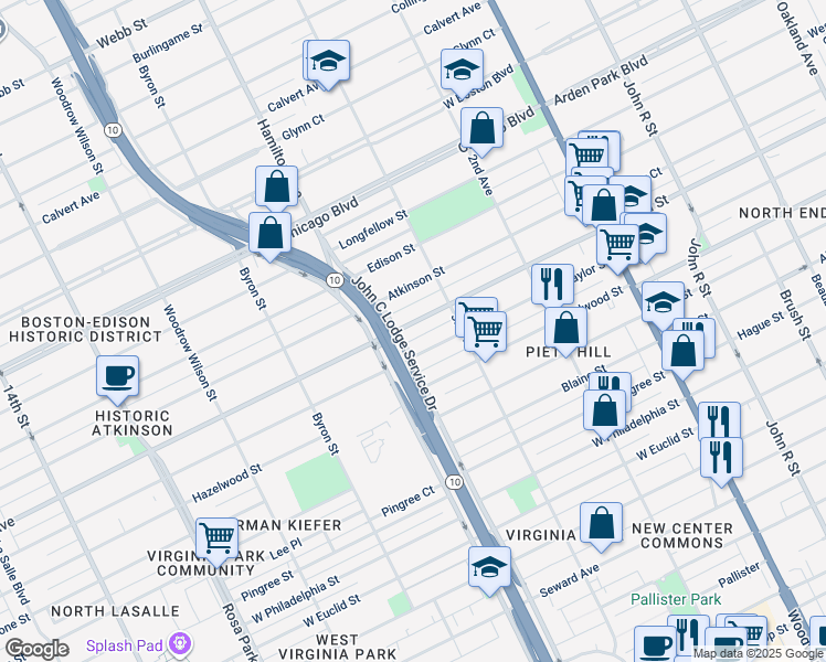 map of restaurants, bars, coffee shops, grocery stores, and more near 907 Clairmount Avenue in Detroit