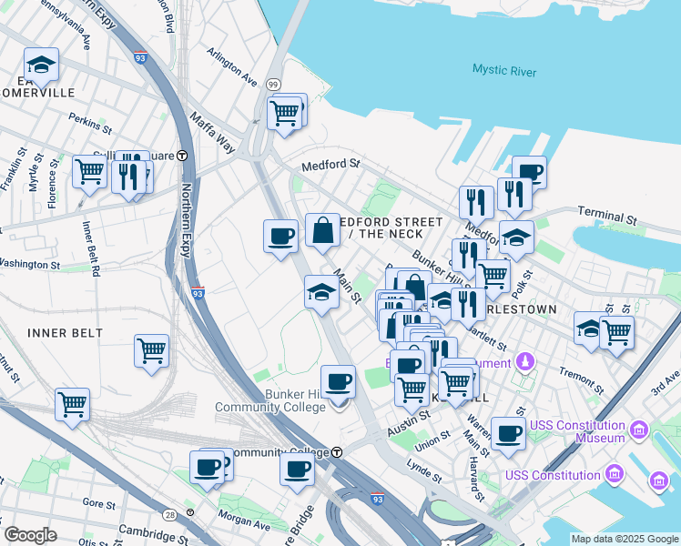 map of restaurants, bars, coffee shops, grocery stores, and more near 7 Lyndeboro Street in Boston