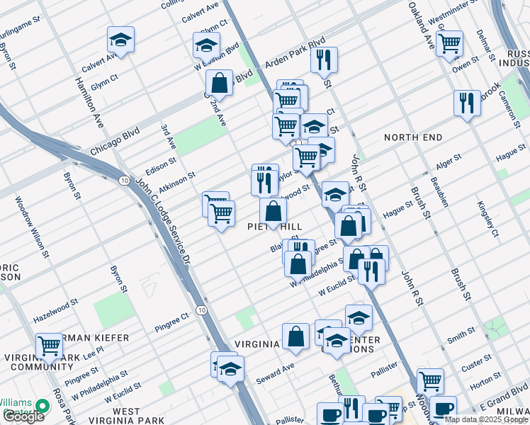 map of restaurants, bars, coffee shops, grocery stores, and more near 8825 2nd Avenue in Detroit