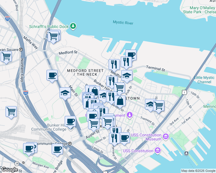 map of restaurants, bars, coffee shops, grocery stores, and more near in 