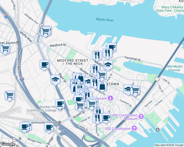 map of restaurants, bars, coffee shops, grocery stores, and more near in 