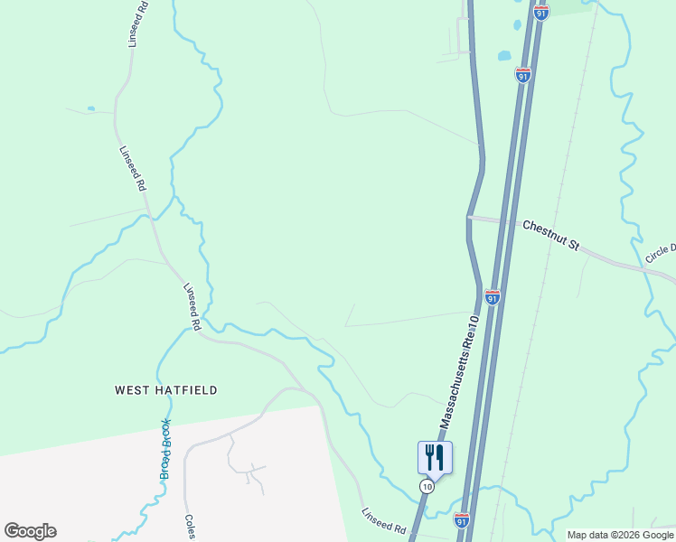 map of restaurants, bars, coffee shops, grocery stores, and more near 2 West Street in Hatfield