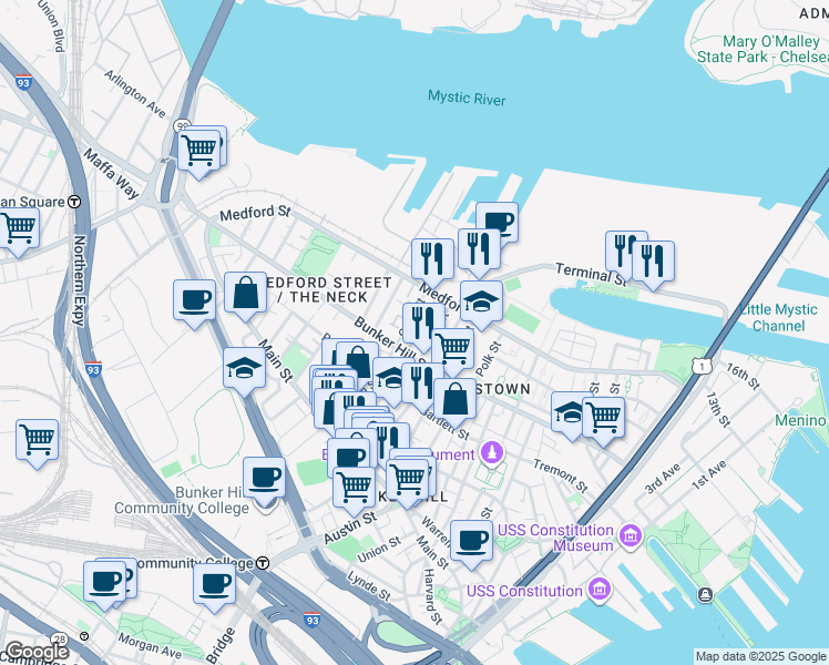 map of restaurants, bars, coffee shops, grocery stores, and more near 18 Allston Street in Boston
