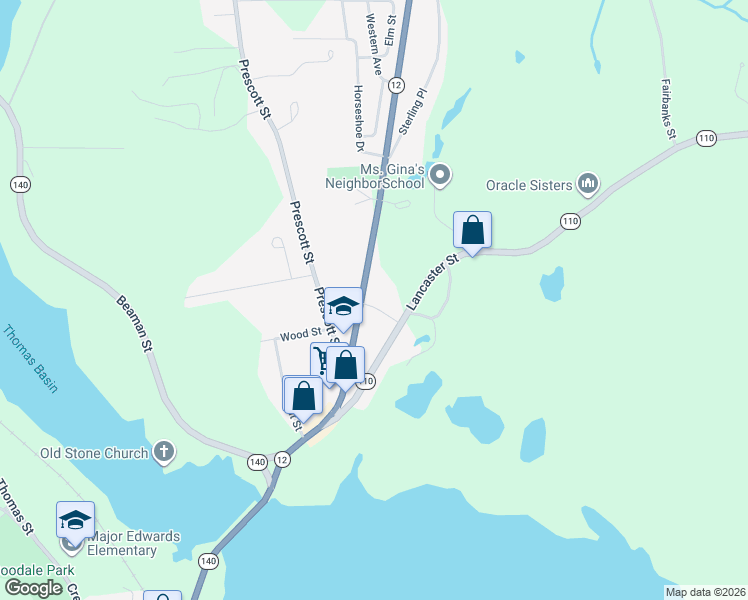 map of restaurants, bars, coffee shops, grocery stores, and more near 114 Sterling Street in West Boylston