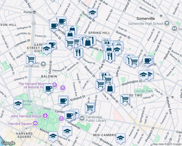 map of restaurants, bars, coffee shops, grocery stores, and more near 44 Ivaloo Street in Somerville
