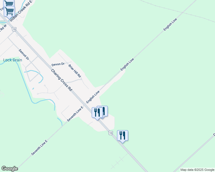map of restaurants, bars, coffee shops, grocery stores, and more near 8684 English Line in Chatham