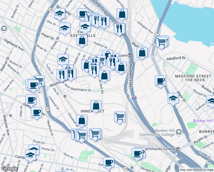 map of restaurants, bars, coffee shops, grocery stores, and more near in 