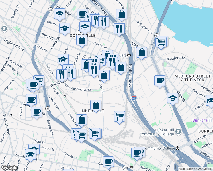 map of restaurants, bars, coffee shops, grocery stores, and more near in 