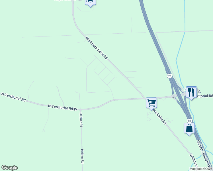 map of restaurants, bars, coffee shops, grocery stores, and more near 7285 Whitmore Lake Road in Whitmore Lake