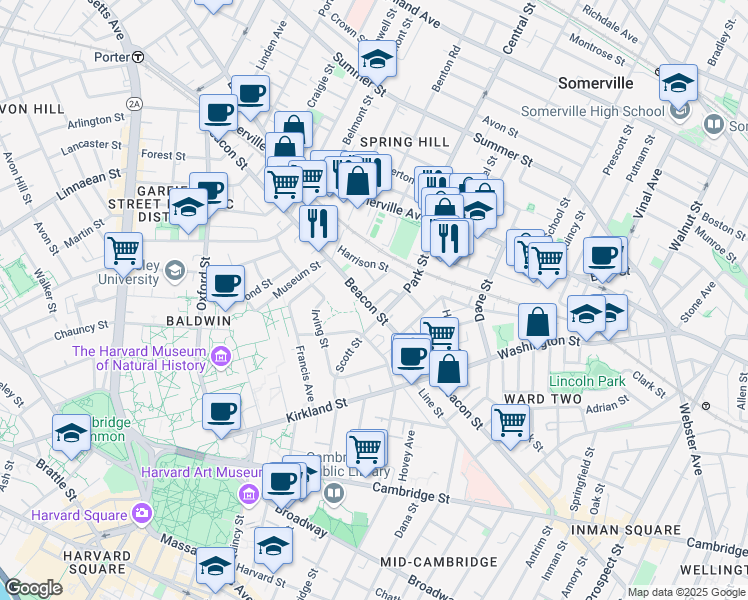 map of restaurants, bars, coffee shops, grocery stores, and more near 44 Ivaloo Street in Somerville