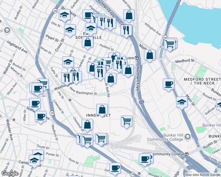 map of restaurants, bars, coffee shops, grocery stores, and more near in 