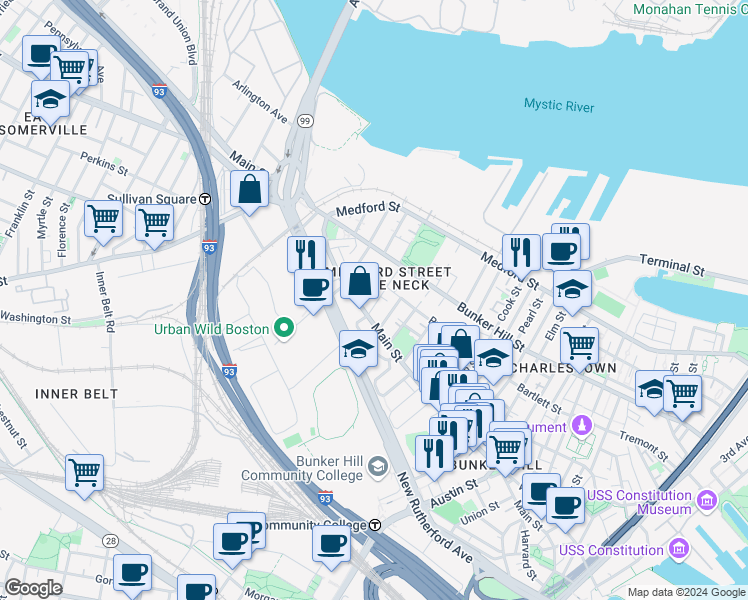 map of restaurants, bars, coffee shops, grocery stores, and more near 3 Albion Place in Boston