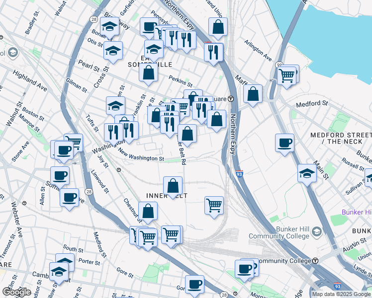 map of restaurants, bars, coffee shops, grocery stores, and more near in 