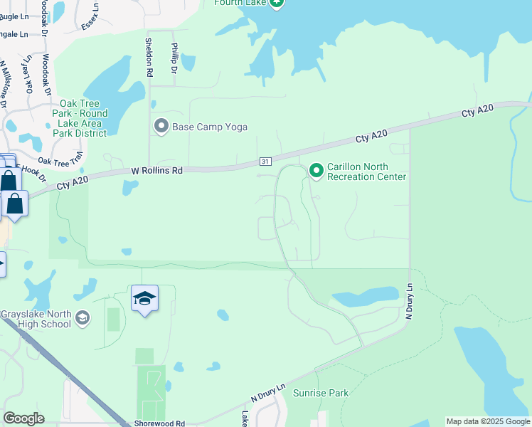 map of restaurants, bars, coffee shops, grocery stores, and more near 2326 Meadowcroft Lane in Grayslake