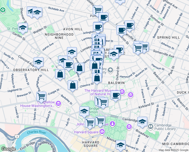 map of restaurants, bars, coffee shops, grocery stores, and more near 1 Langdon Street in Cambridge