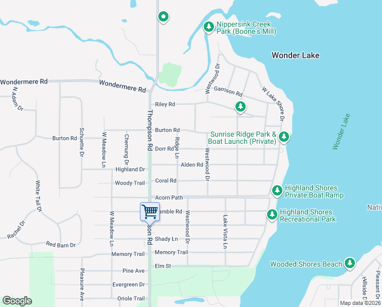 map of restaurants, bars, coffee shops, grocery stores, and more near 8609 Dorr Road in Wonder Lake