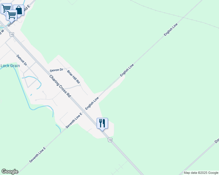 map of restaurants, bars, coffee shops, grocery stores, and more near 8684 English Line in Chatham