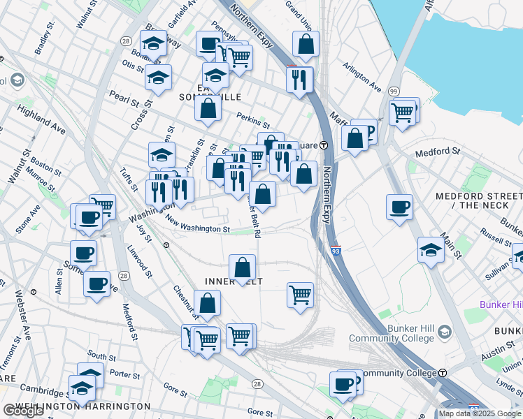 map of restaurants, bars, coffee shops, grocery stores, and more near in 