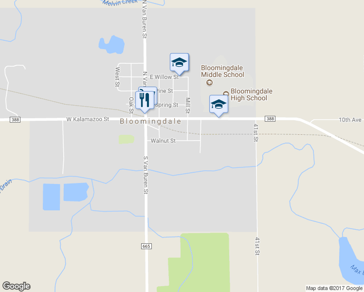 map of restaurants, bars, coffee shops, grocery stores, and more near 306 Walnut Street in Bloomingdale